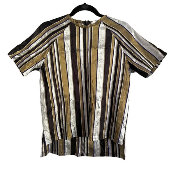 Nikki Chasin Striped Short Sleeve Silk Pant Suit - Small - Picture 4 of 16